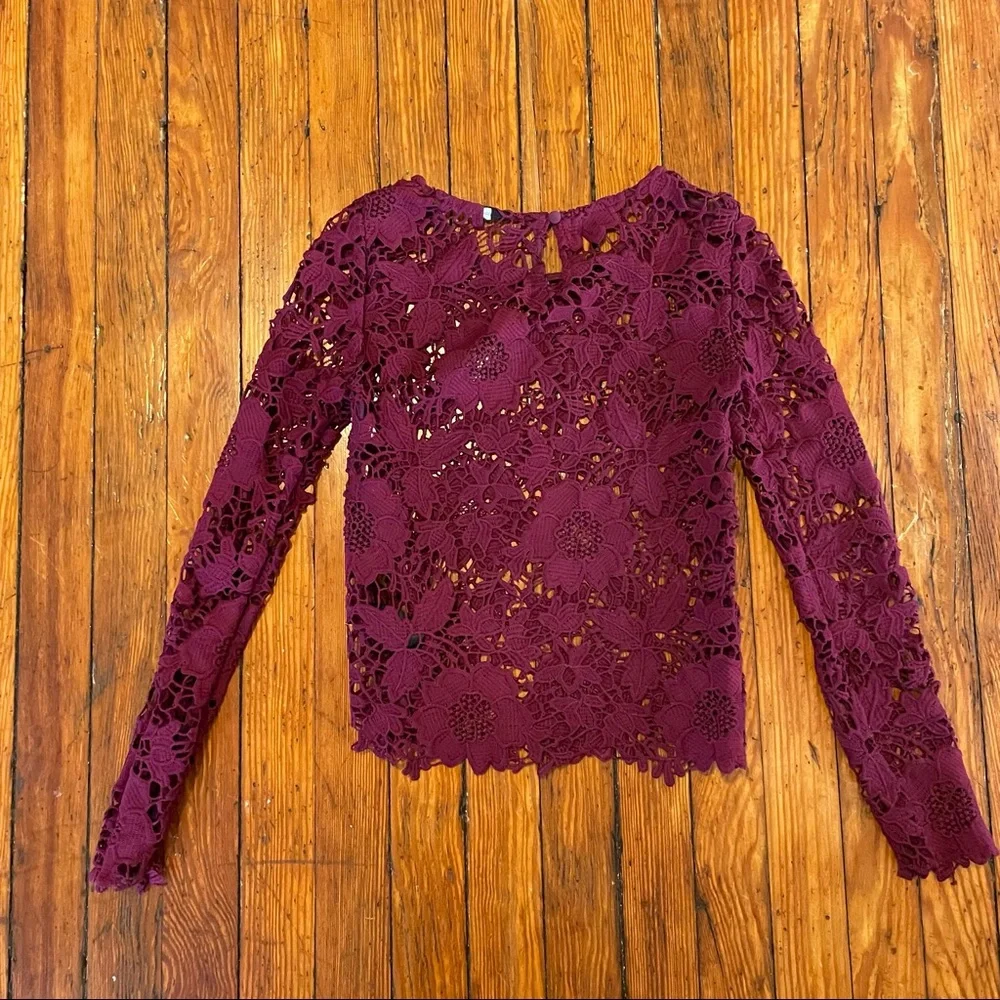 Beautiful Burgundy H&M Lace Top - Picture 3 of 3